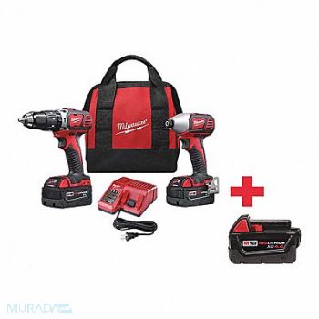 MILWAUKEE Cordless Combination Kit 2 Tools 18V DC, 643F91