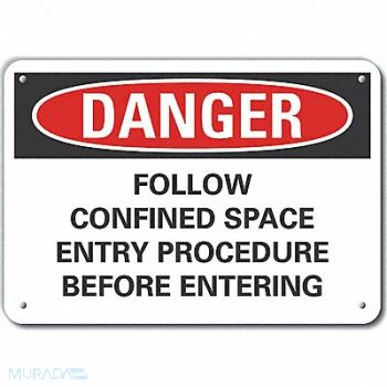 LYLE Confined Space Danger Sign 7x10in, 64RU02