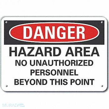 LYLE Hazard Area Danger Sign 10x14in Plastic, 64RU11