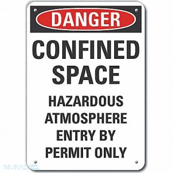 LYLE Confined Space Danger Sign 14x10in, 64RU17
