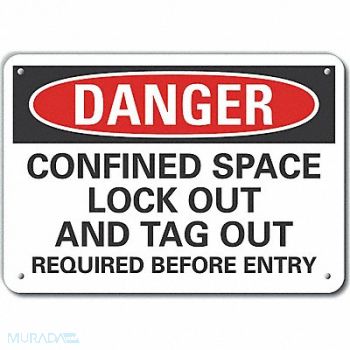 LYLE Rflct Confined Space Danger Sign 10x14in, 64PA54