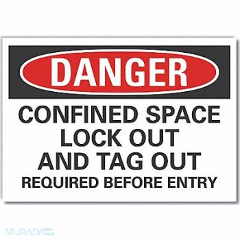 LYLE Confined Space Danger Labl 5x7in Polyest, 64PA52