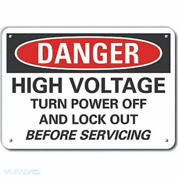 LYLE High Voltage Danger Sign 7inx10in Plastc, 64RU26