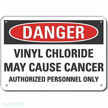 LYLE Vinyl Chloride Danger Sign 10x14in Plstc, 64RU29