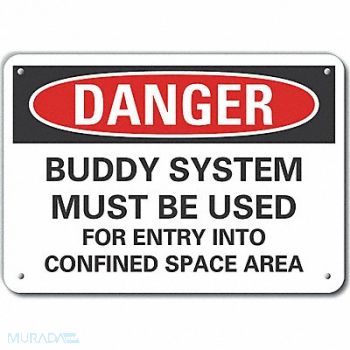 LYLE Confined Space Danger Sign 10x14in Plstc, 64RU39