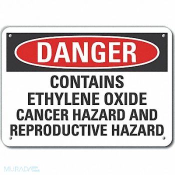 LYLE Ethylene Oxide Danger Sign 10x14in Plstc, 64RU47
