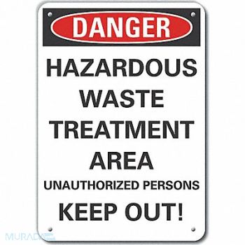 LYLE Alum Hazardous Waste Danger Sign 10x7in, 64PD17