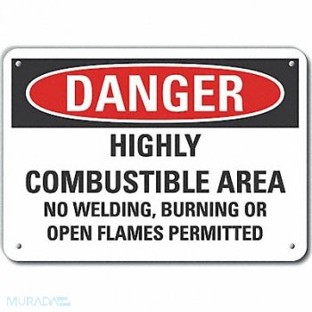 LYLE Combust Area DangerSign 10x14in Plastic, 64RU69