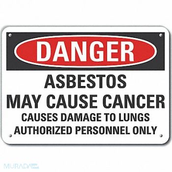 LYLE Asbestos Danger Sign 10x14in Plastic, 64RU77