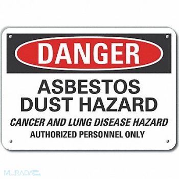 LYLE Asbestos Danger Sign 10x14in Plastic, 64RU83