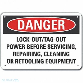 LYLE Lockout Tagout Danger Sign 10x14in Alum, 64PF36