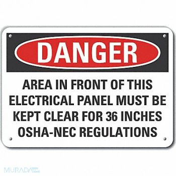 LYLE Elec Panel Danger Sign 10x14in Plastic, 64RU99
