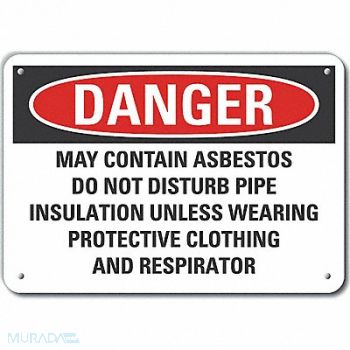 LYLE Asbestos Danger Sign 10x14in Plastic, 64RV08