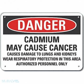 LYLE Cadmium Danger Sign 10x14in Plastic, 64RV16