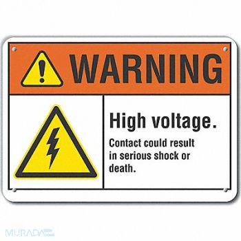 LYLE High Voltage Warn Sign 10x14in Plastic, 64RV36