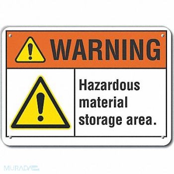 LYLE Hzrdous Mtrl Warn Sign 10x14in Plastic, 64RV38