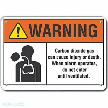 LYLE Carbon Dioxide Warning Sign 10inx14in, 64RV58