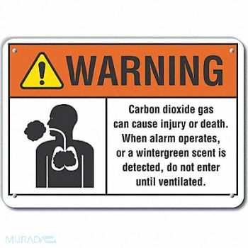 LYLE Carbon Dioxide Warning Sign 10inx14in, 64RV60