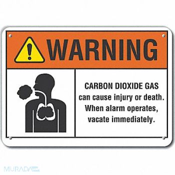 LYLE Carbon Dioxide Warn Sign 10x14in, 64RV62