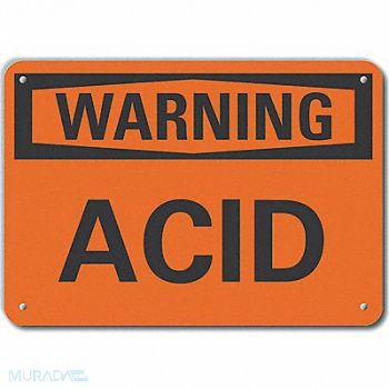 LYLE Plastic Acid Warn Sign 10x14in Plastic, 64RW41