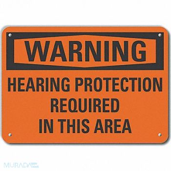LYLE Hearing Warning Sign 10inx14in Plastic, 64RX06