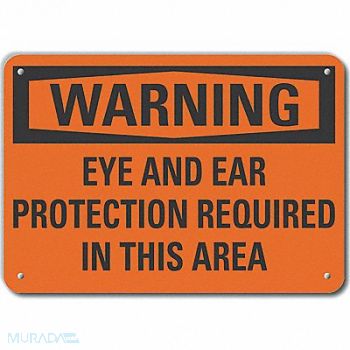 LYLE Eye Ear Warn Sign 10x14in Plastic, 64RX20