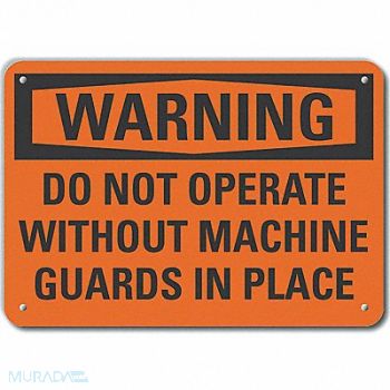 LYLE Machine Guards Warn Sign 10x14in Plastic, 64RX30