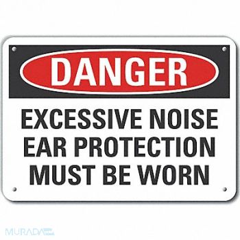 LYLE Hearing Danger Sign 10inx14in Plastic, 64RR99