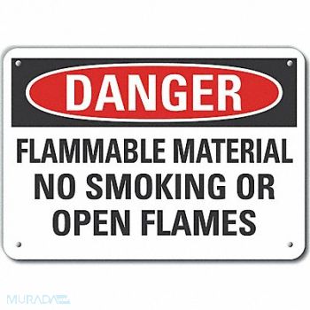 LYLE Flammable Mtrl Danger Sign 7x10in Plastc, 64RT07
