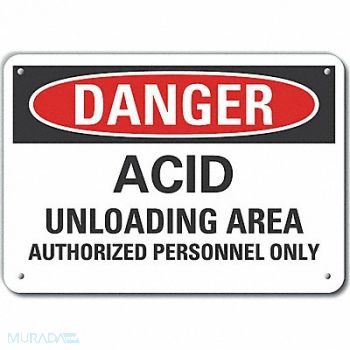 LYLE Acid Danger Sign 10inx14in Plastic, 64RT20