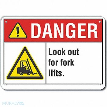 LYLE Rflct Lift Trck Trfc Dangr Sign 7x10in, 62TF06