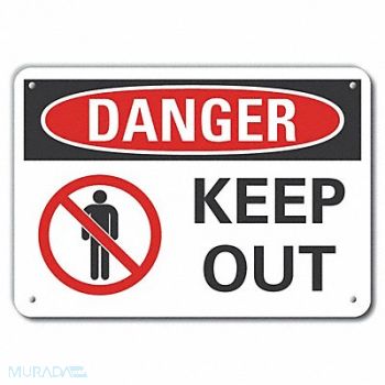 LYLE Keep Out Danger Sign 10inx14in Plastic, 64RJ03