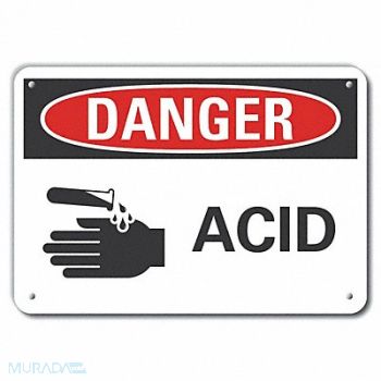 LYLE Plastic Acid Danger Sign 10x14in Plastic, 64RJ27