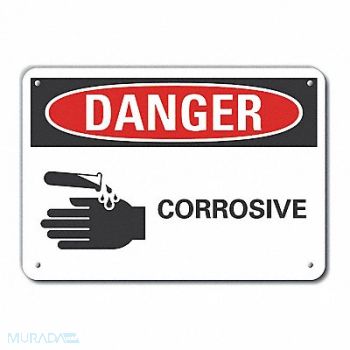 LYLE Corrosive Mtrl Danger Sign 10x14in, 64RJ29
