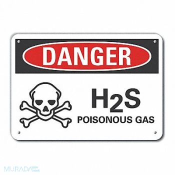 LYLE H(2)S Poisonous Gas Danger Sign 10x14in, 64RJ37