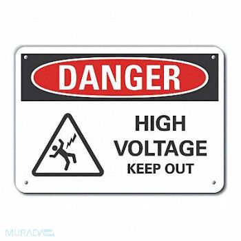 LYLE High Voltage Danger Sign 7inx10in Plastc, 64RJ64