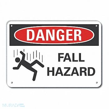 LYLE Fall Hazard Danger Sign 10inx14in Plastc, 64RJ73