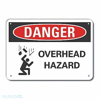 LYLE Overhead Hazard Danger Sign 10inx14in, 64RJ75