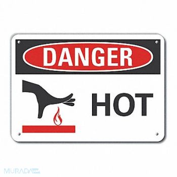 LYLE Plastic Hot Danger Sign 10x14in Plastic, 64RJ81