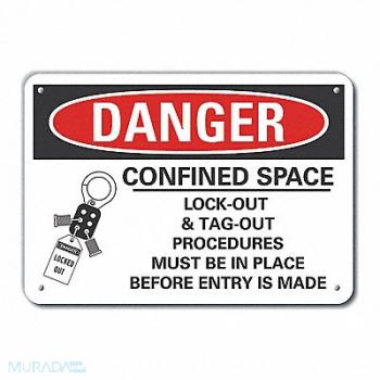 LYLE Confined Space Danger Sign 7x10in, 64RJ84
