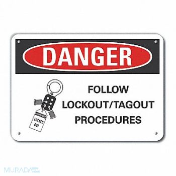 LYLE Lockout Tagout Danger Sign 10x14in Plstc, 64RJ87