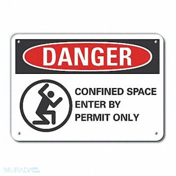 LYLE Confined Space Danger Sign 10x14in Plstc, 64RK04