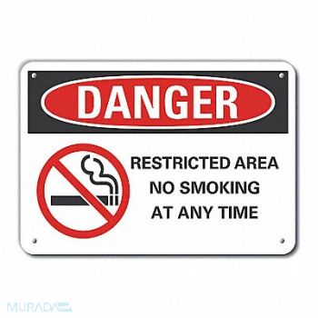LYLE No Smoking Danger Sign 10x14in Plastic, 64RK08
