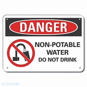 LYLE Potable Water Danger Sign 10x14in Plstc, 64RK10