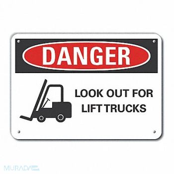 LYLE Alum Lift Truck Trfc Danger Sign 7x10in, 62UJ24