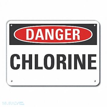LYLE Chlorine Danger Sign 7inx10in Plastic, 64RK65