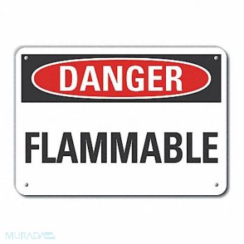 LYLE Flammable Mtrl Danger Sign 7x10in Plastc, 64RK77