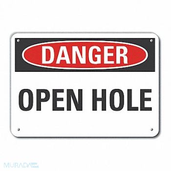 LYLE Open Hole Danger Sign 10inx14in Plastic, 64RK92
