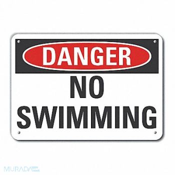 LYLE No Swimming Danger Sign 10x14in Plastic, 64RL17