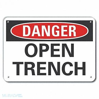 LYLE Open Trench Danger Sign 10inx14in Plastc, 64RL19